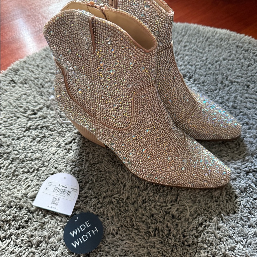 ARULA Sparkling Rhinestone Ankle Boots - Silver
